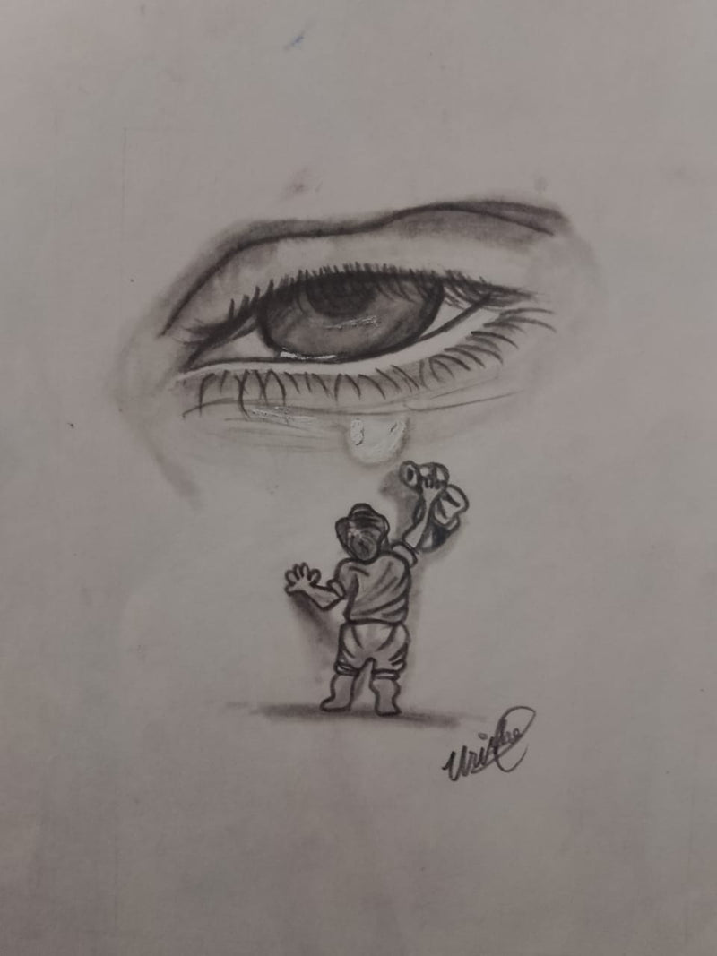 Handcrafted Conceptual Pencil Sketch — Eye of Compassion
